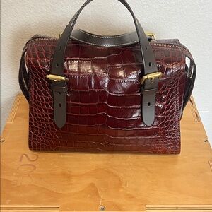 Elegant Oxblood Crocodile Leather Bag